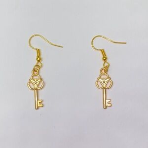 Gold Handmade Key Earrings